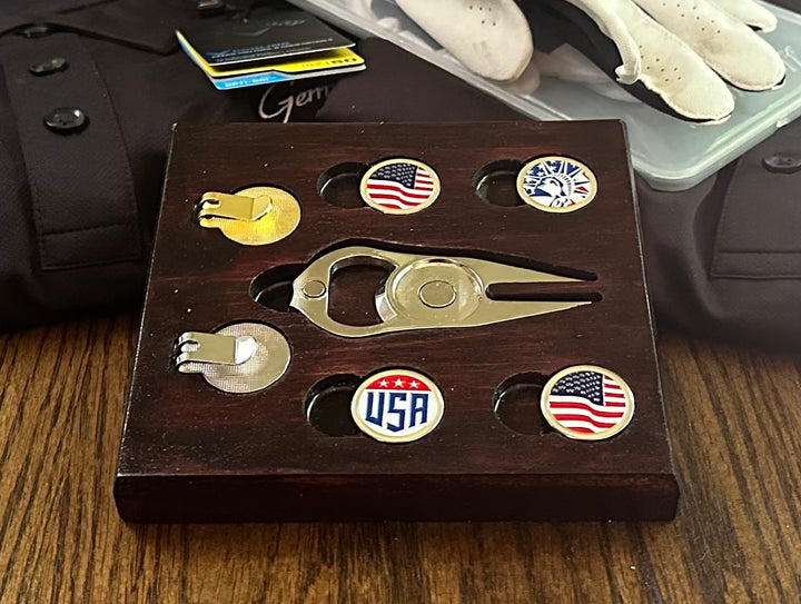 Premium Golf Ball Marker Divot Tool Visor Clip  Display Case